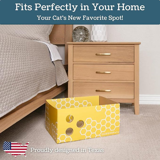 Heavy Duty Cardboard Cat Scratcher Box with Refillable Double-Sided Cat Scratching Board for Indoor Cats