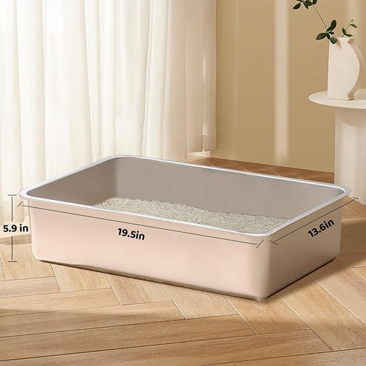 Cat Litter Box - Kitty Litter Boxes-Metal High Sided Cat Pan, Indoor Litter Tray, No Smell, Easy to Clean, Pet Toilet Supplies for Kitten, Kitty, Rabbit