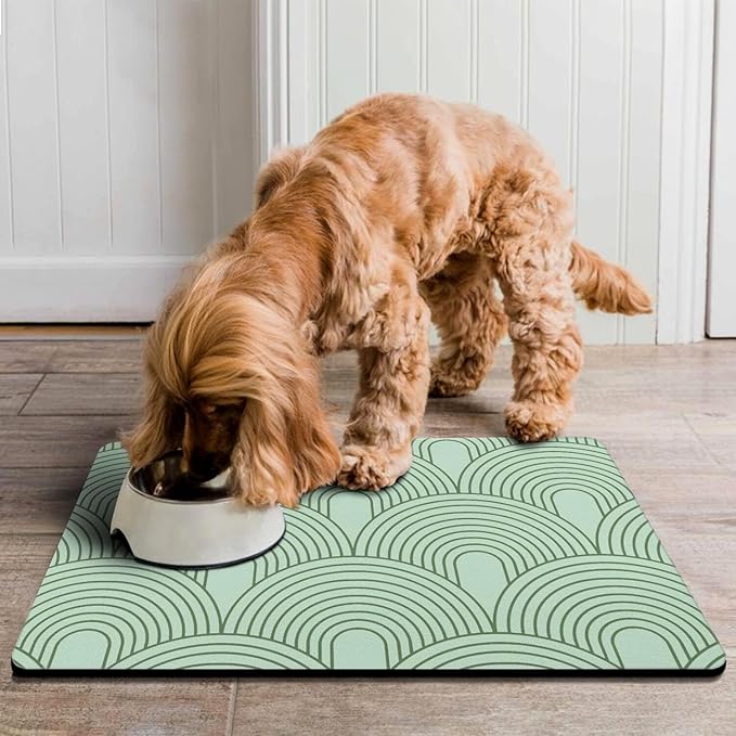 Dog Food Mats for Floors Absorbent, Pet Cat Food Mat - Quick Dry Dog Mat for Food and Water Boho Pet Supplies