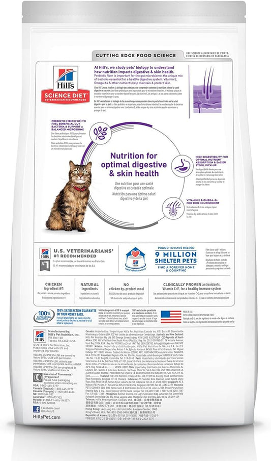 Hill's Science Diet Sensitive Stomach & Skin, Adult 1-6, Stomach & Skin Sensitivity Support, Dry Cat Food, Chicken & Rice, 3.5 lb Bag