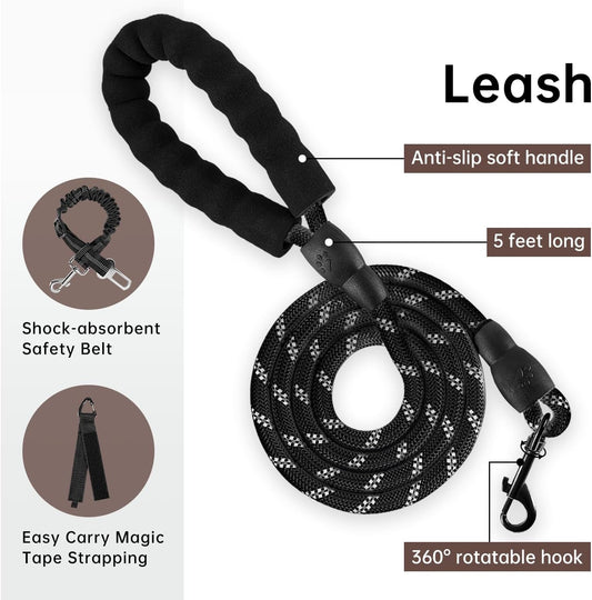 IVY&LANE No Pull Dog Harness with Leash Set, Reflective No Choke Pet Vest,Adjustable Oxford Dog Vest Harness with Easy Control Handle for Medium Dogs (Dark Brown,M)