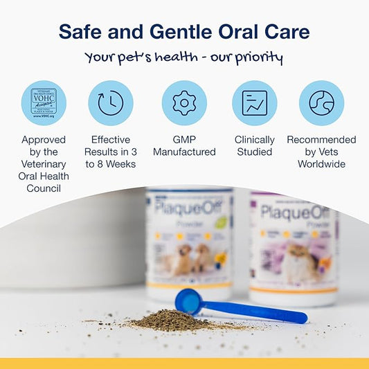 ProDen PlaqueOff Powder for Pets - Cat & Dog Breath Freshener - Plaque & Tartar Remover for Pet Oral Care - 60g