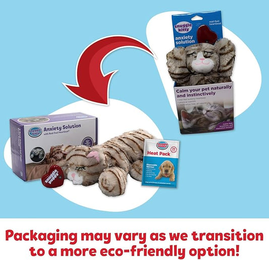 Snuggle Kitty Heartbeat Plush Cat Toy by Snuggle Puppy - Cat Calming Toy and Anxiety Relief for All Breed Sizes