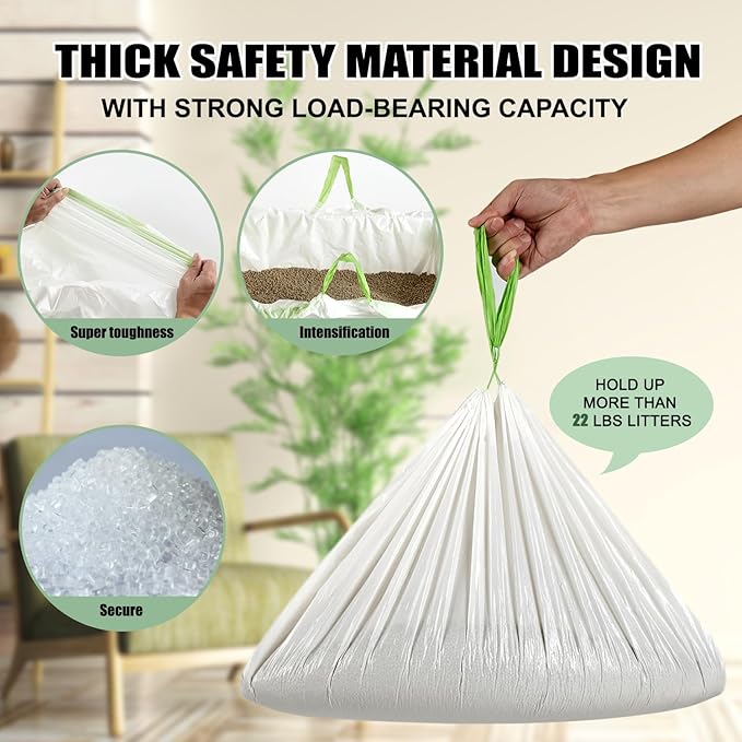 Cat Litter Box Liners Disposal Bags 36 Count, with Tie Handles,Large,37" x 17" Jumbo Drawstring Extra Durable Pet Cat Pan Liners for litter box Extra-Thick Kitty Litter Box Bag