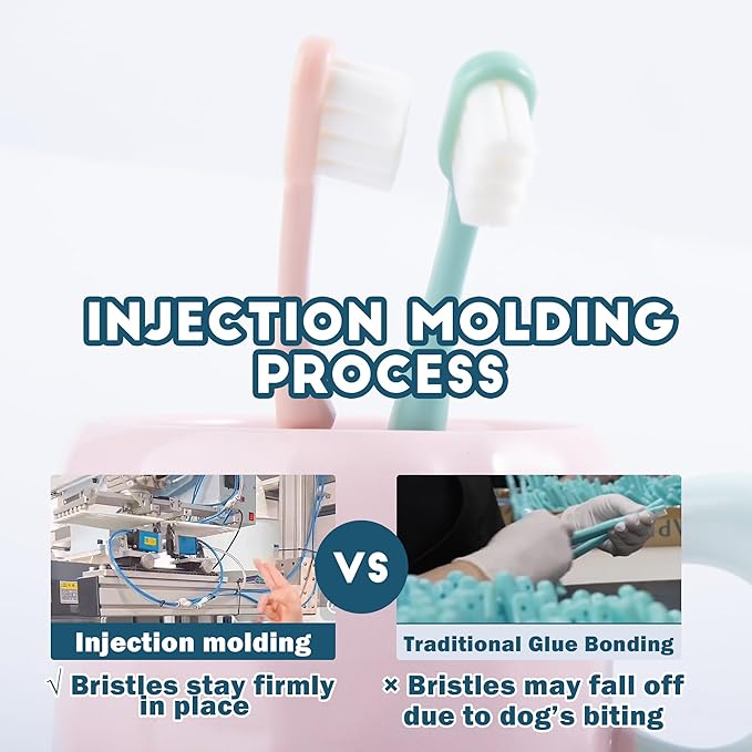 Dog Toothbrush Kit 2 Pack, Ultra Soft Pet Tooth Brush for Medium to Large Dogs & Cats, Animal Teeth Brushing Kit for Easy Dental Cleaning, 2 Pcs, Pink