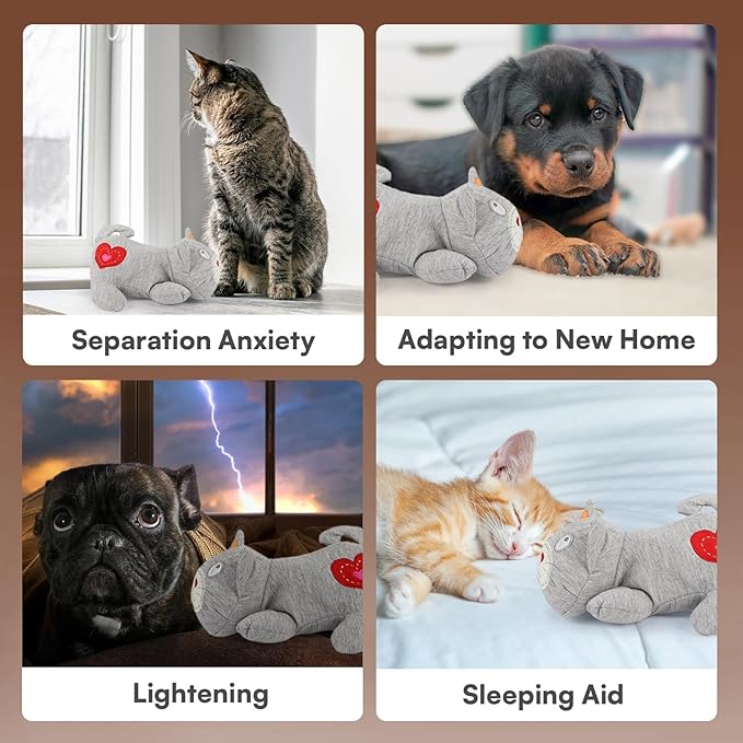 ALL FOR PAWS Heartbeat Cat Plush Toy – Calming Kitten Companion with Realistic Heartbeat, Anxiety Relief for Indoor Cats Dogs Pets