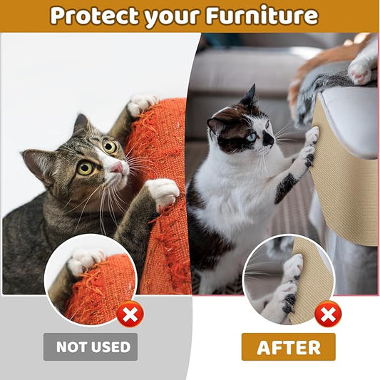 Cat Scratching Mat Self-Adhesive, 78.7"x15.8" Trimmable Cat Scratch Furniture Protector, Durable Cat Scratch Pad for Couches, Cat Trees, Walls, Easy to Install for Cat Owners