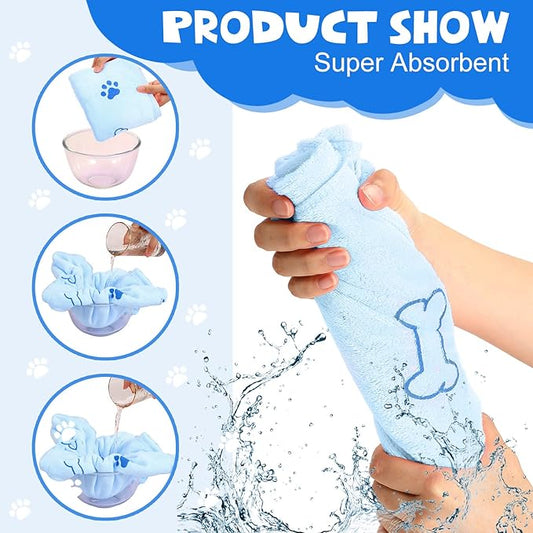 Chumia 4 Pcs Dog Towels for Drying Dog Puppy Bulk Microfiber Absorbent Paw Towel Pet Bathing Supplies Quick Drying for Medium Cats Pets Shower(24 x 40 Inch,Light Blue)