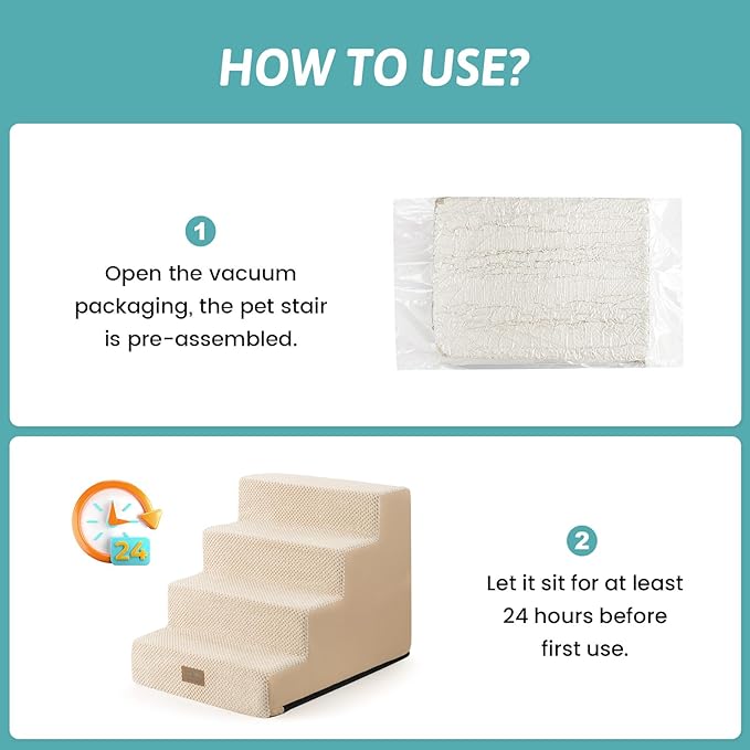 Dog Stairs for Small Dogs, Wider Pet Stairs for High Beds, Non-Slip Dog Steps for Old Cats, Puppies, Small and Medium Dogs (Beige, 17.7x23.6x17.7 inch, 4.0)