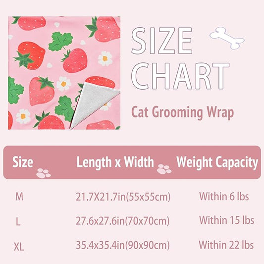 27.6" Cat Grooming Wrap,Self-Adherent Cat Wrap for Cutting Nails,Anti-Escape Cat Swaddle Wrap,Multifunctional Anti-Scratch Cat Restraint Wrap for Medicine,Nail Clipping,Ear Cleaning(Within 15lbs)