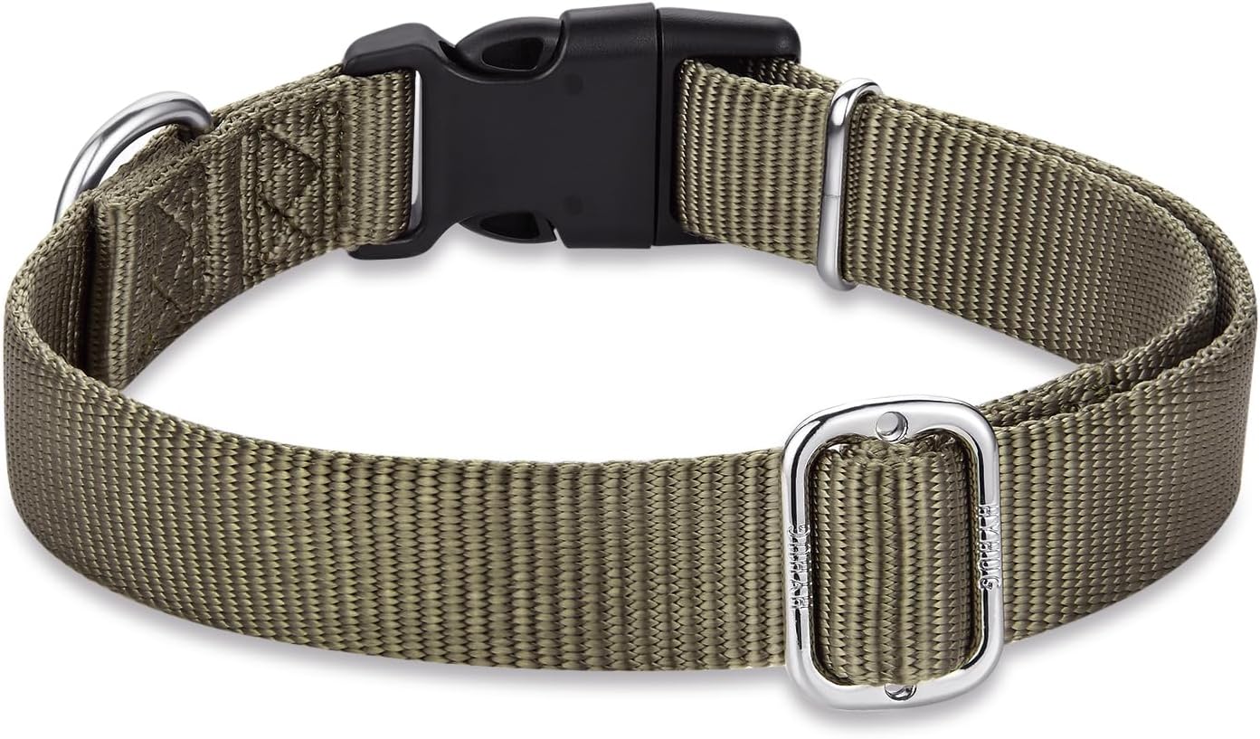 Hyhug Pets Classic Regular Heavy Duty Nylon Dog Basic Collar for Medium Dogs Daily Use Walking Jogging. (Medium, Military Green)