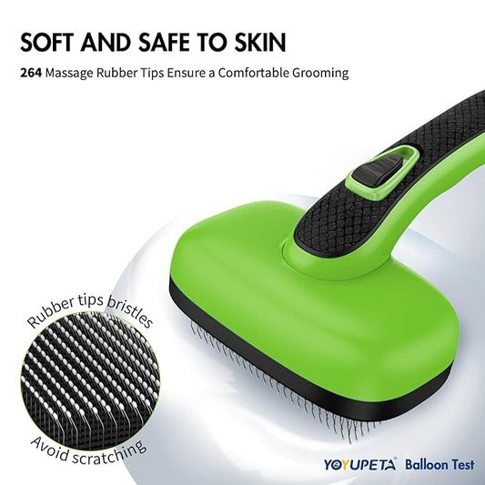 Dog Brush Kit - Self-Cleaning Slicker Brush with Bath Brush & Undercoat Rake | Deshedding Tools for Large - Small Dogs & Cats, Professional 3-in-1 Pet Grooming Set for Heavy Shedding, Green