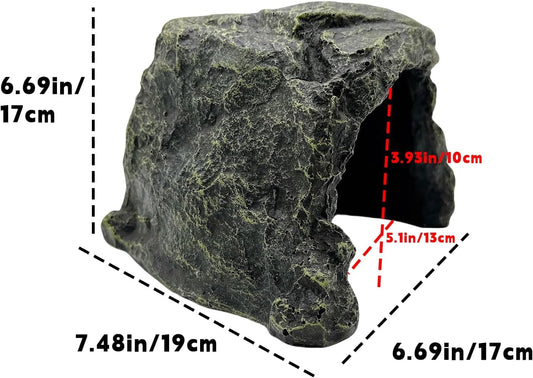 BNOSDM Reptile Hideout,Large Tortoise Hide Cave,Resin Rock,Bearded Dragon Hideaway,Turtle Basking Platform,Reptiles Habitat Decor Tank Accessories for Lizards Gecko Snakes Chameleon Frogs