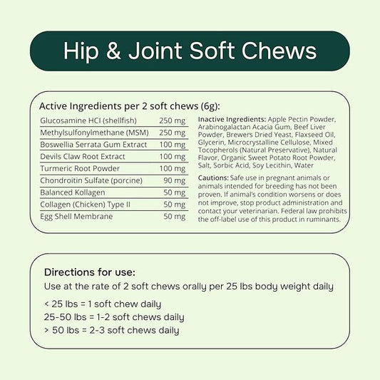 PetMeds Hip & Joint Supplement for Dogs - Vitamins, Glucosamine, MSM, Chondroitin, Collagen for Joint Mobility & Flexibility - Senior Dog Arthritis Support - Beef & Sweet Potato Flavor - 60 Soft Chews