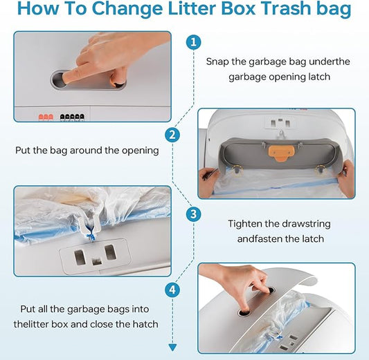 4 * 20 Count Trash Bags for Automatic Cat Litter Box Self Cleaning, Replacement Extra Large Liners for Robot Box, 4 Rolls Drawstring Waste Bags, 18 x 18 Inches(4 Rolls/80 Counts)