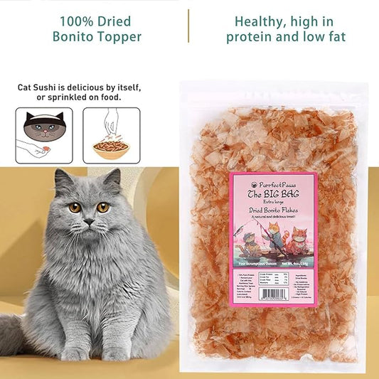 Purrfectpaws Premium Dried Bonito Flakes: Delicious Treats for Dogs & Cats - All-Natural and High in Protein - 4oz Bag