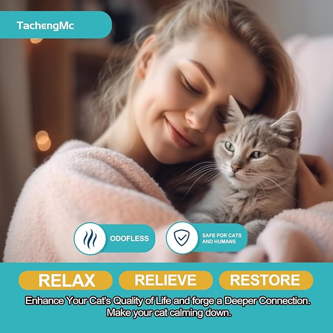 Cat Calming Diffuser, Cat Pheromones Calming Diffuser with 1 Diffuser + 2 Refills 48ml, Cat Anxiety Relief Cat Pheromone Diffuser Kit 60 Days, Pheromone Diffuser to Calm Cats