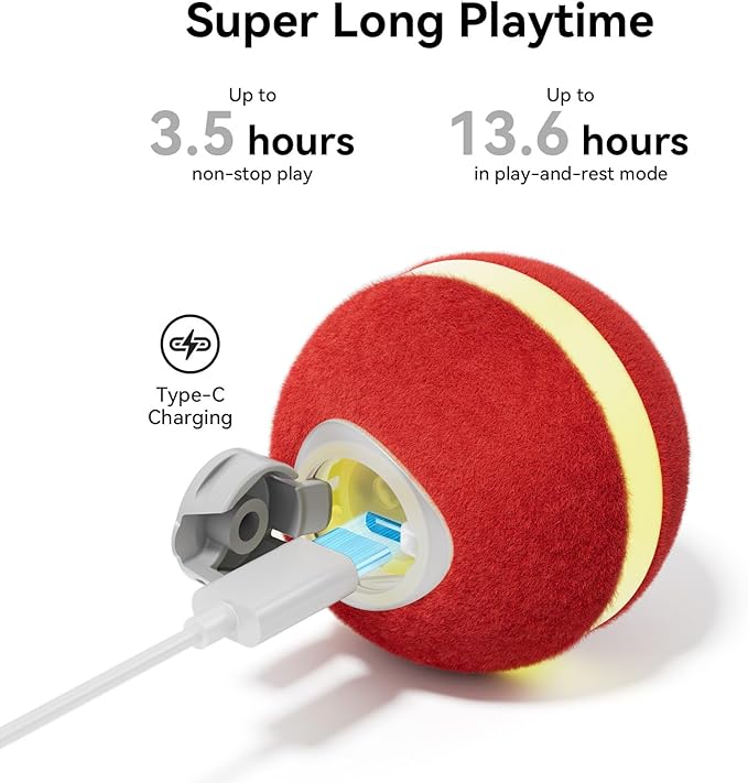 Cheerble Interactive Cat Ball Toy, Wicked Ball M3, Automatic Moving Smart Anti-Depression Pet Toy Fun Gift with Light