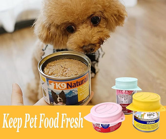 3 Pack Dog Cat Food Can Lids - Silicone Stretch Lids Covers for Pet Food Cans, Reusable Universal Size Fit Medium and Large Size Cans