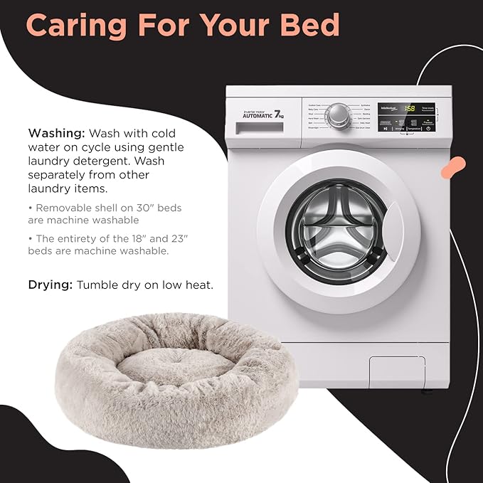 Best Friends by Sheri SnuggleSoft Faux Fur Calming Donut Bed for Dogs, Brown, Small, 23x23