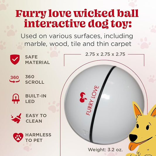 Wicked Ball - Smart Interactive Dog Ball for Solo Play - Electronic Self-Moving Dog Toys for Boredom - Rechargeable, Motion Activated - 35"
