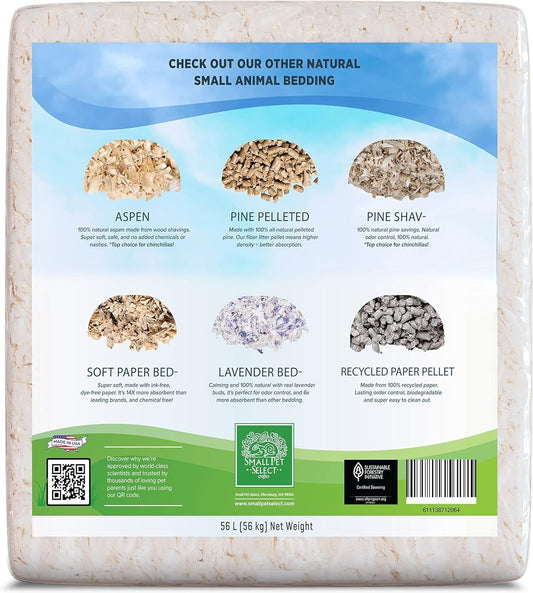 Small Pet Select White Paper Bedding 56L, Litter for Rabbit, Guinea Pig, Hamster, Bunny and Other Small Animals, Made in USA, 56L