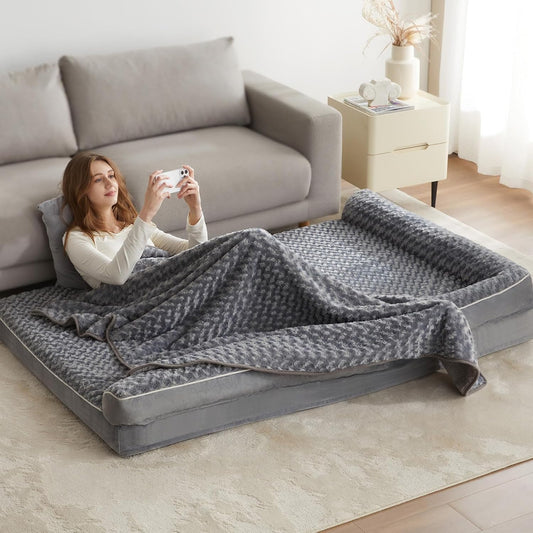 BFPETHOME Orthopedic Dog Beds for Extra Large Dogs, Waterproof Sofa XXL Dog Bed with Sides, Non-Slip Bottom and Egg-Crate Foam Big Pet Couch Bed with Washable Removable Cover,Pet Bed for Large Dogs