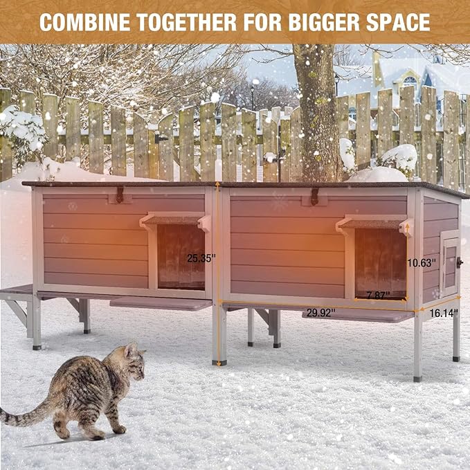 GUTINNEEN Outdoor Cat House Insulated for Winter Weatherproof Feral Cat Shelter