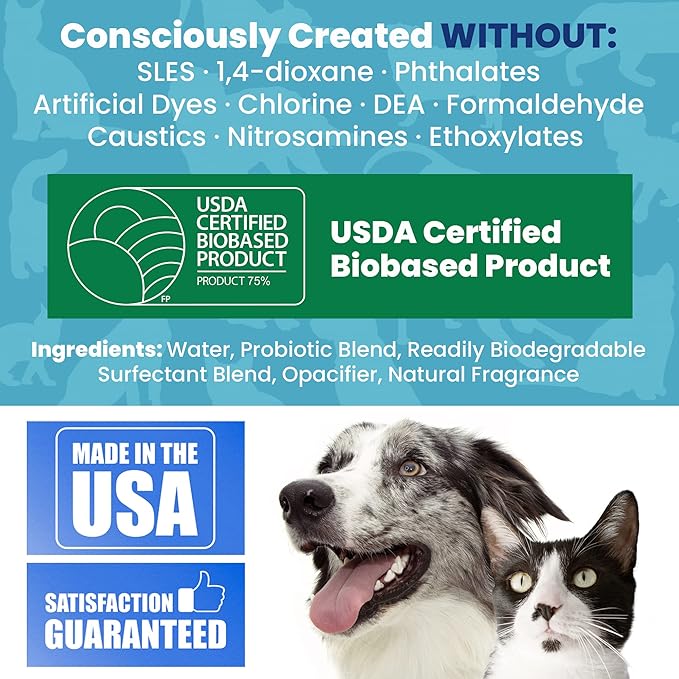 Unique Pet Odor and Stain Eliminator Liquid Concentrate - Makes Over 2.5 Gallons - Eliminates Pet Odors and Stains (32 oz)