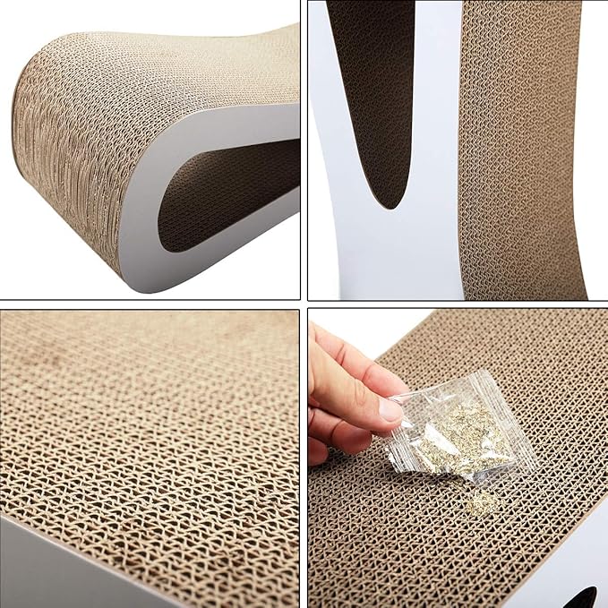 COZIWOW Cat Scratcher Lounge, Cat Scratching Board, Cardboard Lounge Bed, Durable Cat Scratching Pad Furniture Protector for Indoor Cats Kittens, Grey