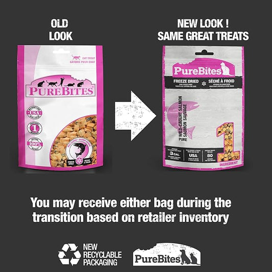 PureBites Freeze Dried Salmon Cat Treats 57g | 1 Ingredient | Made in USA (Packaging May Vary)