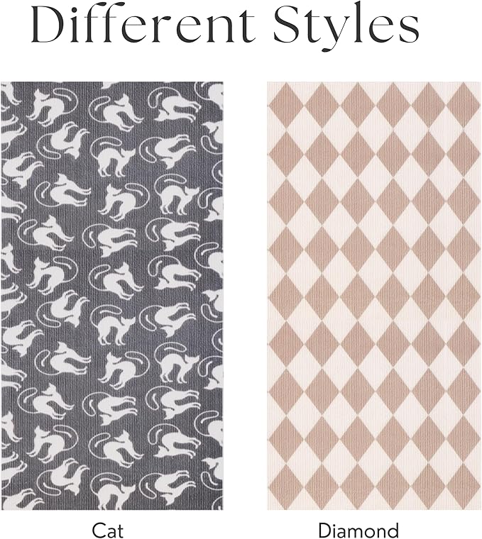 Set of Two 39.4’'x15.8’’ Trimmable DIY Upholstery Cat Anti-Scratch Mat - Asisumption Self-Adhesive Pads for Carpet, Cat Tree Shelves Replacement, Cat Climbing Walls and Couch Protector (Grey Cats)