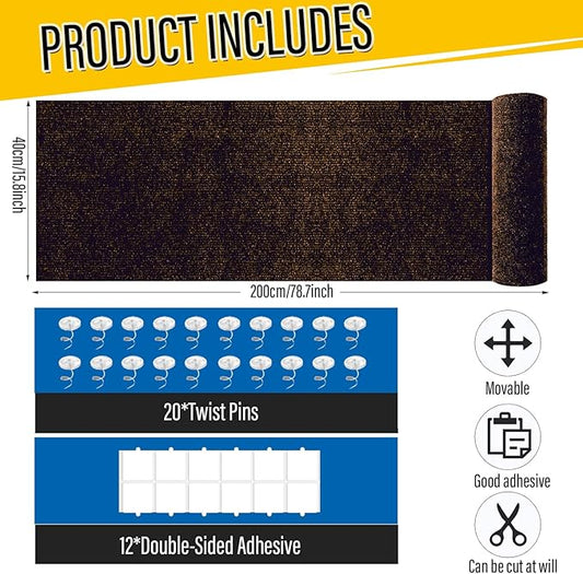 Cat Scratch Couch Furniture Protector, Adhesive Cat Scratch Pad Deterrent for Furniture, DIY Climbing Scratcher for Indoor Cats (Brown, 78.7x15.8 in)