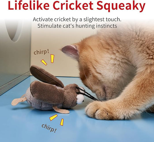 PETGEEK Gigwi Simulated Chirping Bird Cat Toy, Fake Toys for Indoor Cats, Melody Chaser Cat Toys with Hanging Loop for Bored Indoor Adult Cats Kittens Interactive Play (Cricket)