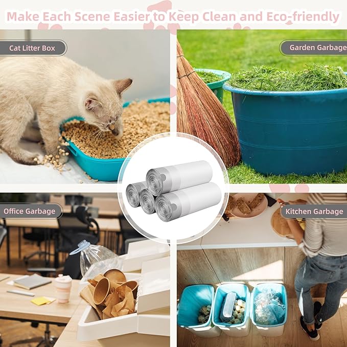 Extra Large Cat Litter Box Liners, Cat Litter Waste Receptacles Bags for Cleanpethome Self Cleaning Litter Box Pet Poop Bags with Drawstring 60 Count