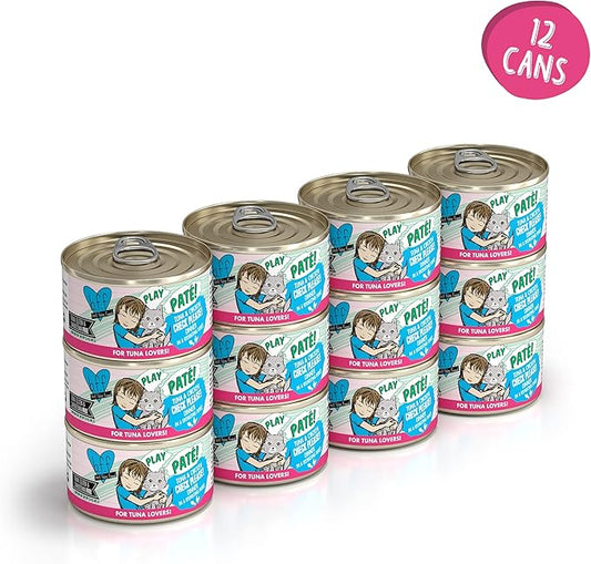 Weruva B.F.F. Play - Best Feline Friend Paté Lovers, Aw Yeah!, Tuna & Chicken Check Please! with Tuna & Chicken, 2.8oz Can (Pack of 12)