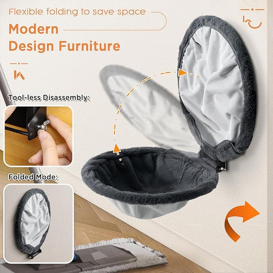 Cat Hammock Wall Mounted, Foldable & Stable Cat Beds- Breathable Cats Wall Shelves for Sleeping, Playing, Climbing, and Lounging - Maximum Hold Up to 30lb(Gray,Faux Rabbit Fur)