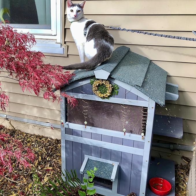 GUTINNEEN Outdoor Cat House Insulated for Winter Waterproof Feral Cat Shelter…