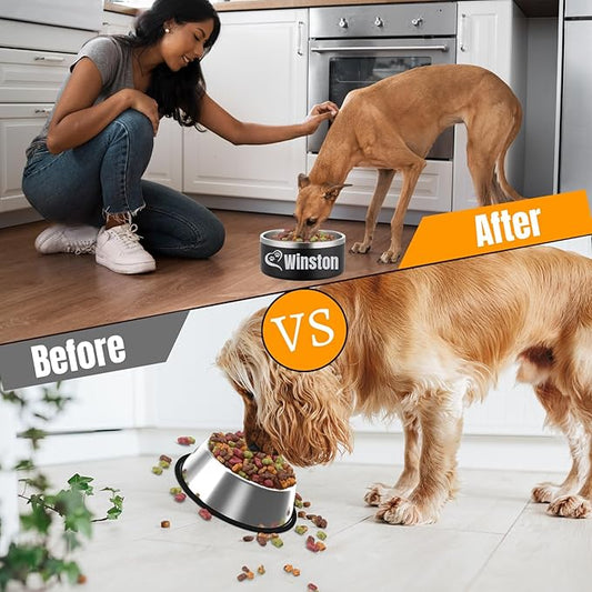 Custom Personalized Dog & Cat Bowls - Stainless Steel Non-Slip Water & Food Dishes - Easy to Clean, Dishwasher Safe - Small, Medium, Large Sizes (Black)