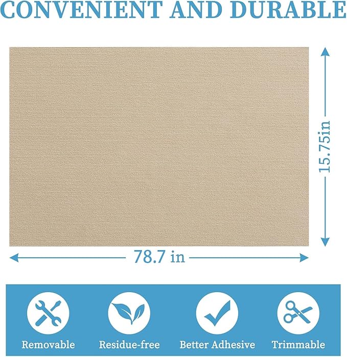 78.7"x15.8" Cat Scratching Mat - Trimmable Self Adhesive DIY Climbing Cat Scratcher Pad for Cat Tree Shelves and Post Cat Scratch Furniture Protector