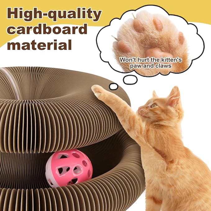 2PACK Kitty Kurlz Cat Toy, Magic Organ Cat Scratching Board with a Ball, Snufflepaw Accordion for Cats, Interactive Recyclable Scratching Pads for Indoor Cats