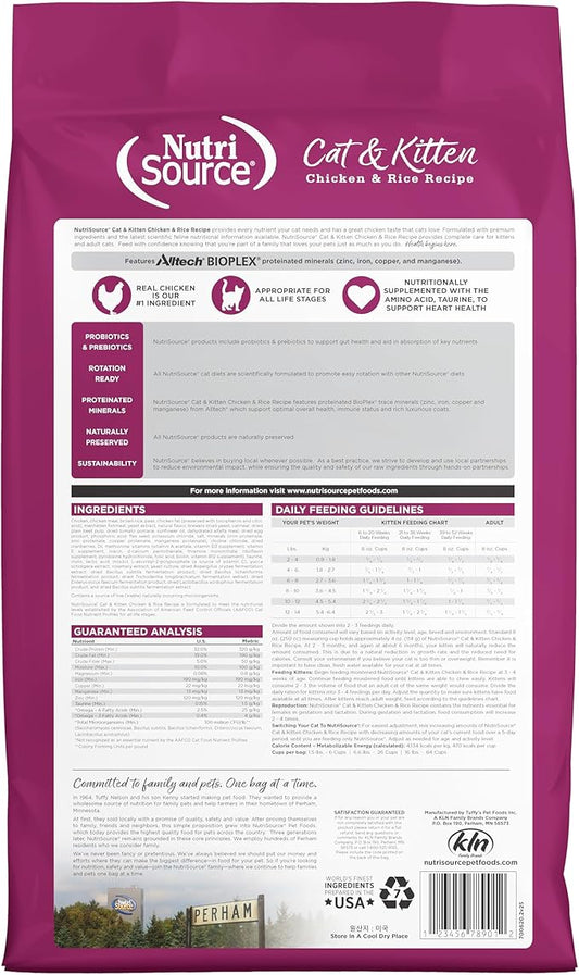 NutriSource Cat & Kitten Food, Chicken & Rice, 12LB