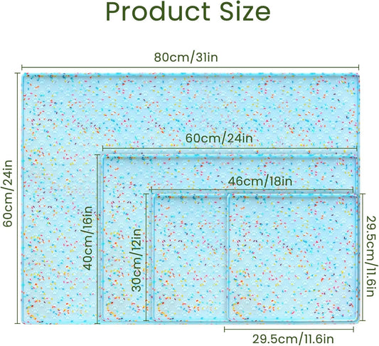 Ptlom Dog Food Mat Anti-Slip Dog Bowl Mats for Food and Water, Waterproof Pet Placemat Prevents Messy Spill to Floor, Silicone Puppy Feeding Tray for Small, Medium and Large Dogs Cats, Blue