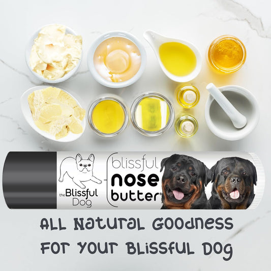 The Blissful Dog Rottweiler Nose Butter for Dry, Cracked Skin, Lick-Safe Dog Nose Balm with Moisturizing Shea Butter, Almond, Olive, and Essential Oils, Pet Supplies, Uncented, 0.15 oz.