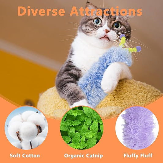 3 Pack Catnip Toys,Soft and Durable Cat Pillows Toys, Rich Color Cat Toys with Antennae, Indoor Interactive Cat Kicker Toys, Companion Toys for Cats (Antenna Purple Set)