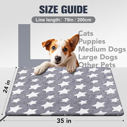 Cat Heating Pad, Waterproof Pet Heating Pad for Cats Dog Indoor, 11 Adjustable Temperature Cat Warming Bed Mat with Timer, Indoor Heated Bed with Chew Resistant Cord (L: 35'' L X 24'' W)