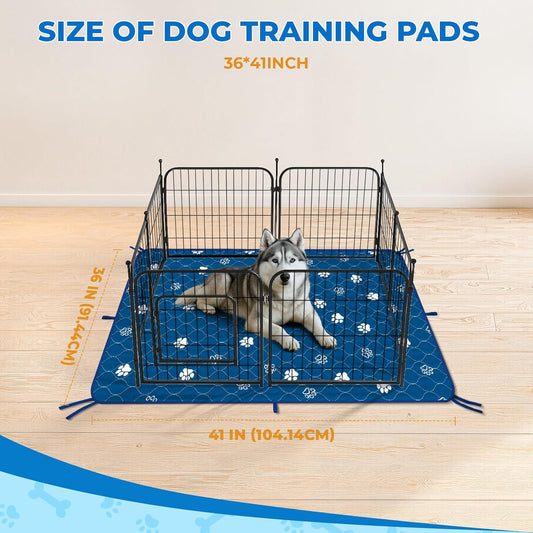 Fostanfly Washable Pee Pads for Dogs, 2 Pack Large 36"x41" Ultra-Absorbent and Leak-Proof Non-Slip Reusable Potty Training Pads for Dogs, Puppy & Cats of Add 8 Lanyards-Blue