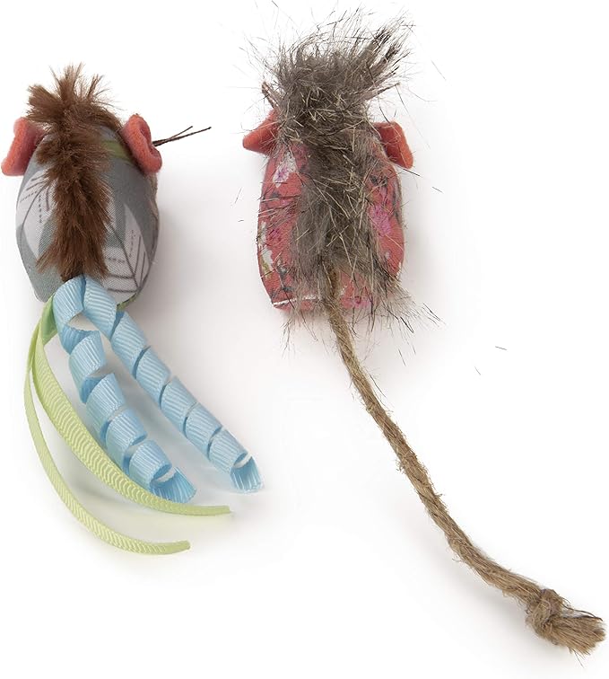 Petlinks (2 Count) HappyNip Mohawk Mice Cat Toys, Contains Silvervine & Catnip - Blue/Pink, 2 Count