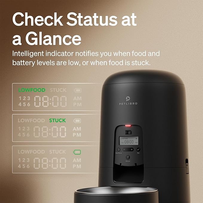 PETLIBRO Automatic Cat Feeder, Battery-operated Automatic Cat Food Dispenser with 180-Day Life, AIR Cordless Timed Pet Feeder for Cat & Dog, 2L Auto Cat Feeder, Black