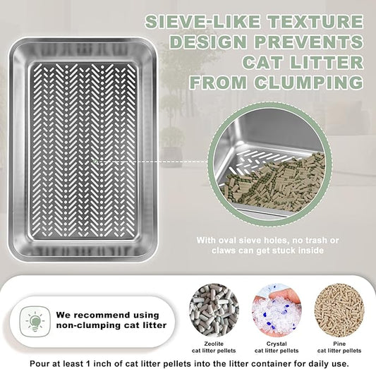 Litter Box – Extra Large 23.5" Odor-Resistant Double-Layer Sifting Design with Leak-Proof Liner, Easy-to-Clean & Durable, Includes Litter Scoop – for Kittens, Seniors & Multiple Cats